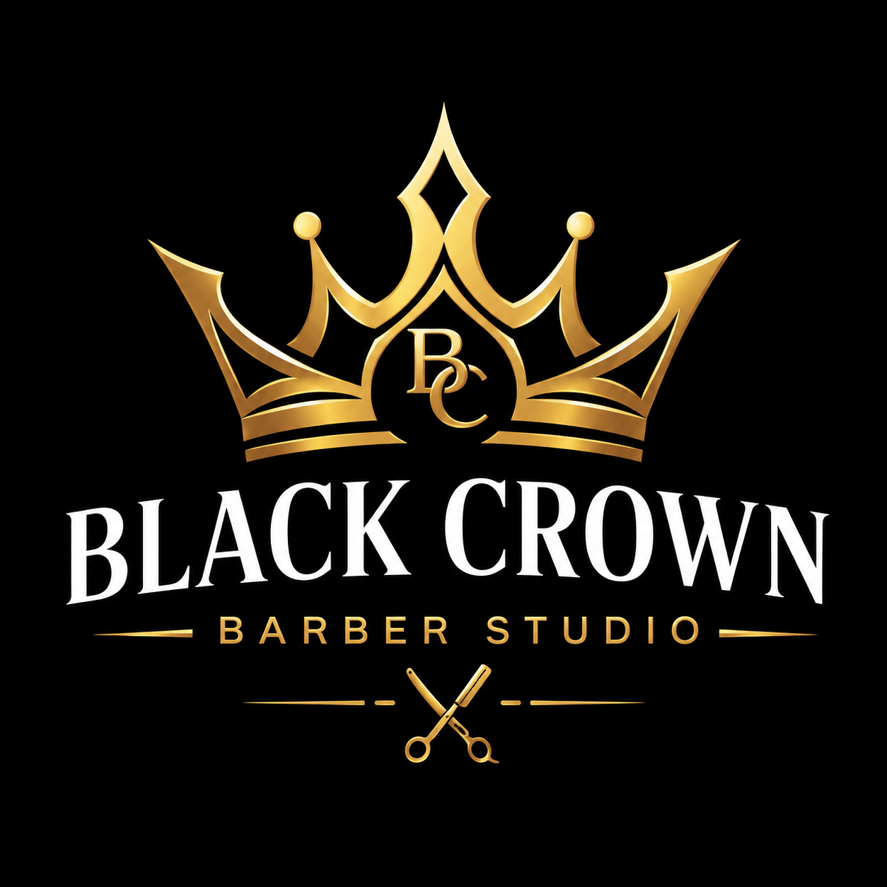 Logo de Black Crown Barber Studio, proyecto Corona Negra